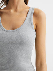 Reiss Tops | Violet Scoop Neck Ribbed Jersey Vest Top Grey Marl - Women