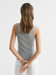 Reiss Tops | Violet Scoop Neck Ribbed Jersey Vest Top Grey Marl - Women