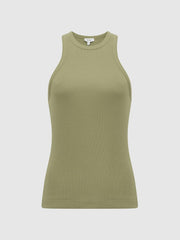 Reiss Tops | Zoe Crew Neck Ribbed Racer Vest Top Black - Women