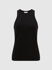Reiss Tops | Zoe Crew Neck Ribbed Racer Vest Top Black - Women