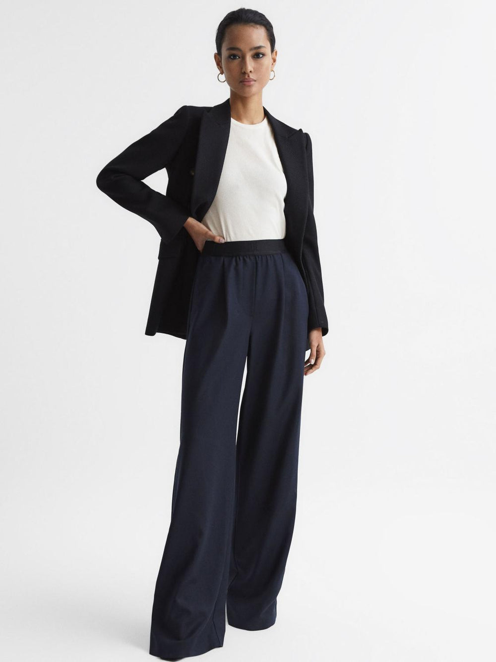 Reiss Tops | Zoe Crew Neck Ribbed Racer Vest Top Black - Women