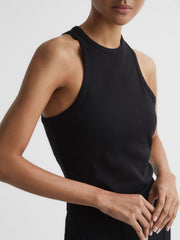 Reiss Tops | Zoe Crew Neck Ribbed Racer Vest Top Black - Women