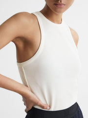 Reiss Tops | Zoe Crew Neck Ribbed Racer Vest Top Black - Women