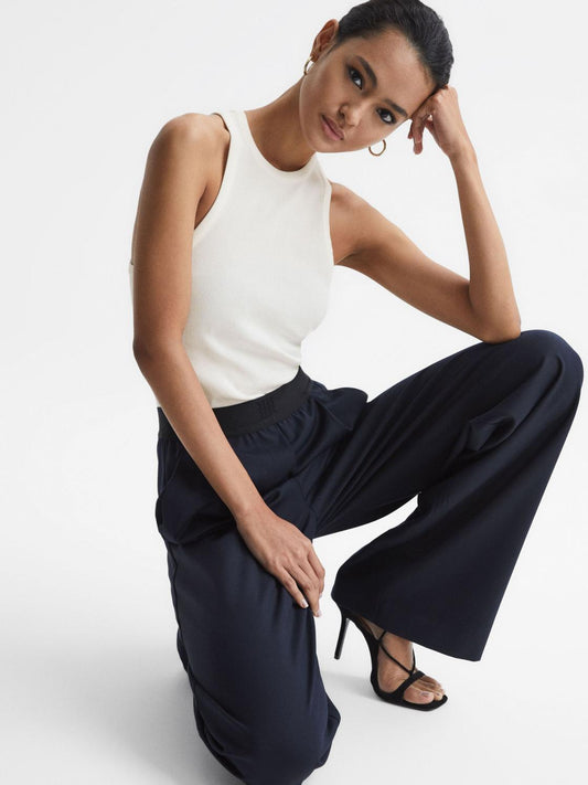 Reiss Tops | Zoe Crew Neck Ribbed Racer Vest Top Black - Women