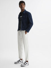 Reiss Trainers | Arlo Low Top Leather Trainers Airforce Blue - Men