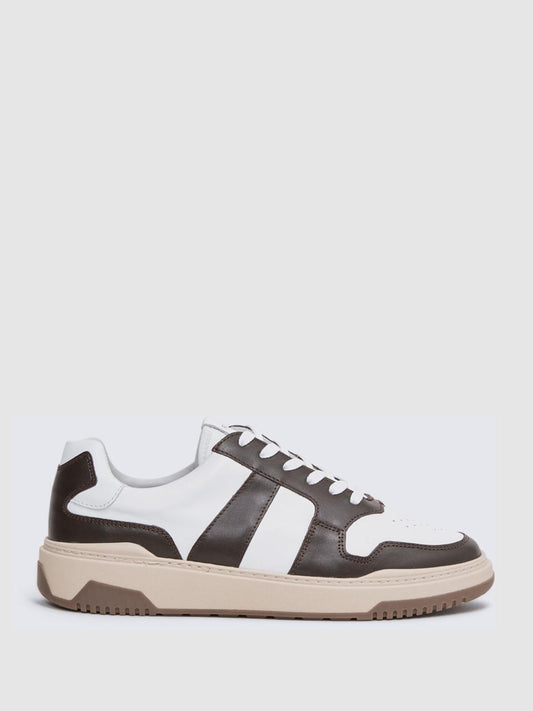 Reiss Trainers | Arlo Low Top Leather Trainers Airforce Blue - Men