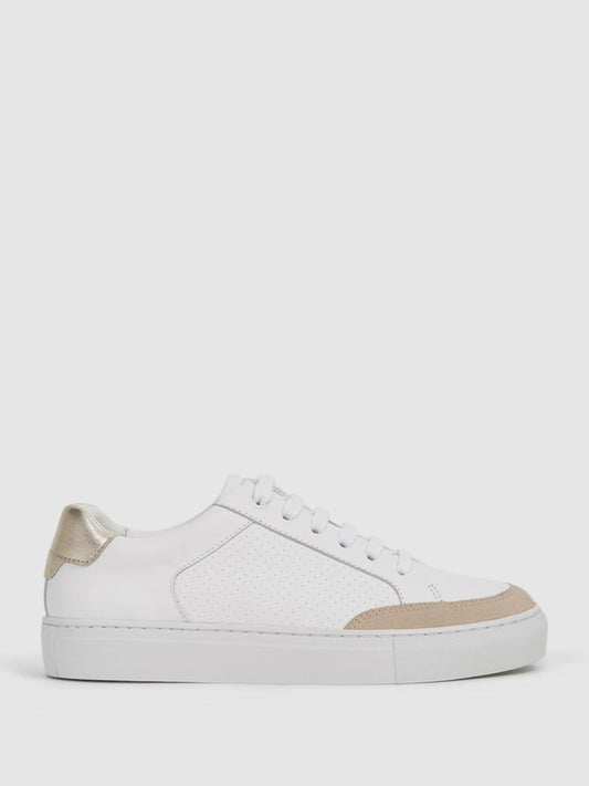 Reiss Trainers | Ashley Low Top Leather Trainers Gold - Women