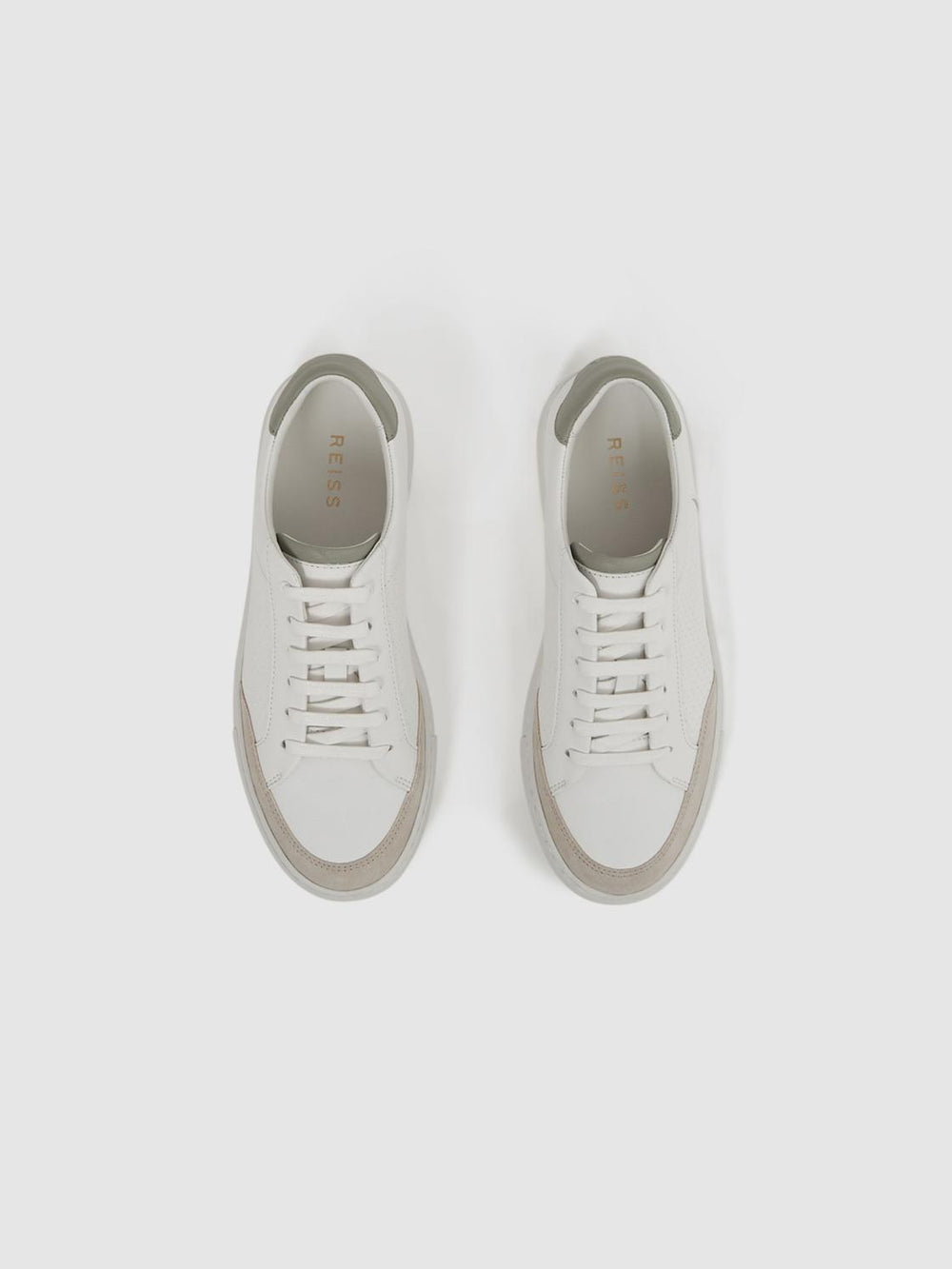 Reiss Trainers | Ashley Low Top Leather Trainers Sage/white - Women