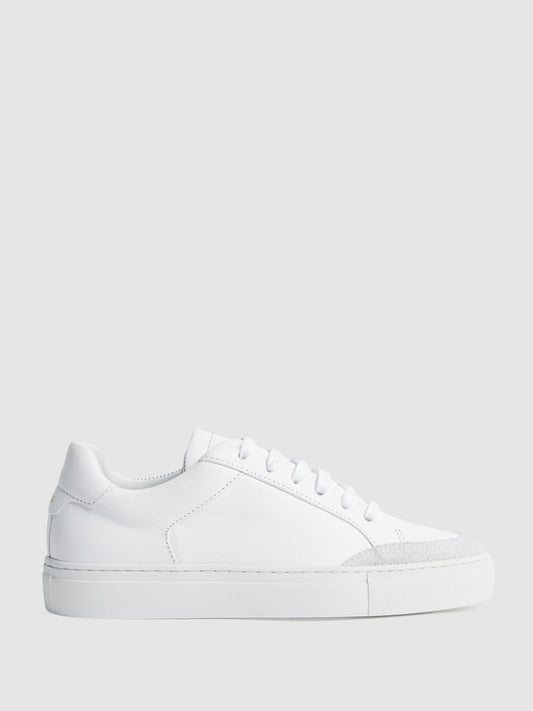 Reiss Trainers | Ashley Perf Leather Low Top Trainers White - Men