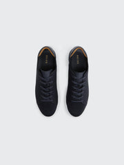 Reiss Trainers | Finley Knit Knit Leather Low Top Trainers Navy - Men