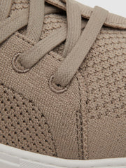 Reiss Trainers | Finley Knit Knit Leather Low Top Trainers Navy - Men