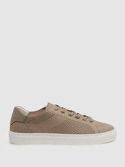 Reiss Trainers | Finley Knit Knit Leather Low Top Trainers Navy - Men