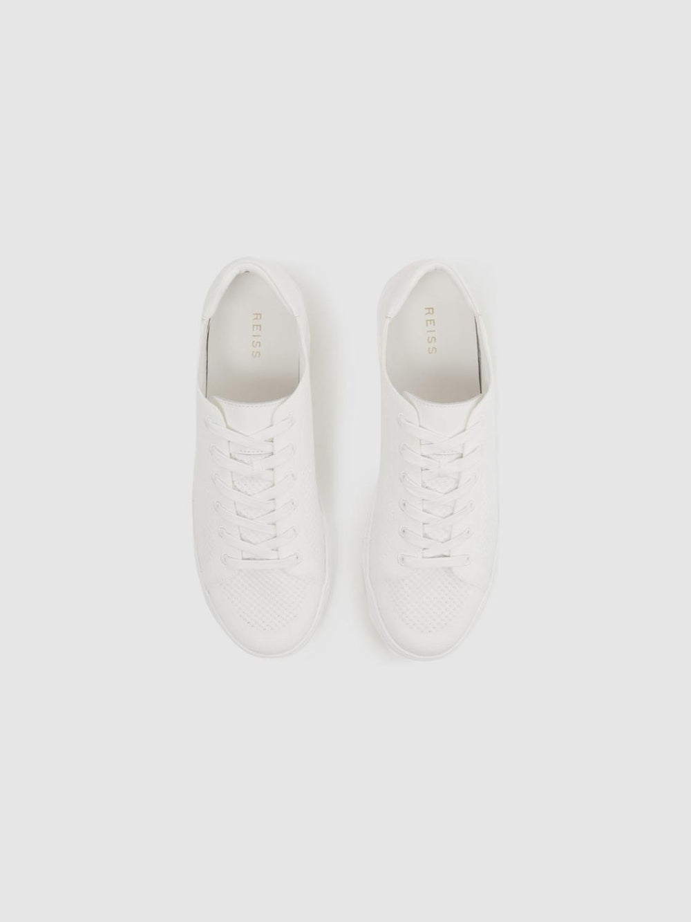Reiss Trainers | Finley Knit Knit Leather Low Top Trainers White - Men