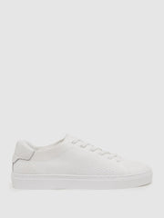 Reiss Trainers | Finley Knit Knit Leather Low Top Trainers White - Men