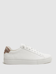 Reiss Trainers | Finley Lace-Up Leather Trainers Biscuit - Women