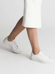 Reiss Trainers | Finley Lace-Up Leather Trainers Biscuit - Women