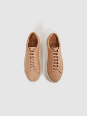 Reiss Trainers | Finley Lace-Up Leather Trainers Biscuit - Women