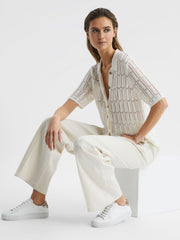 Reiss Trainers | Finley Lace-Up Leather Trainers Biscuit - Women