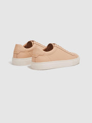 Reiss Trainers | Finley Lace-Up Leather Trainers Biscuit - Women