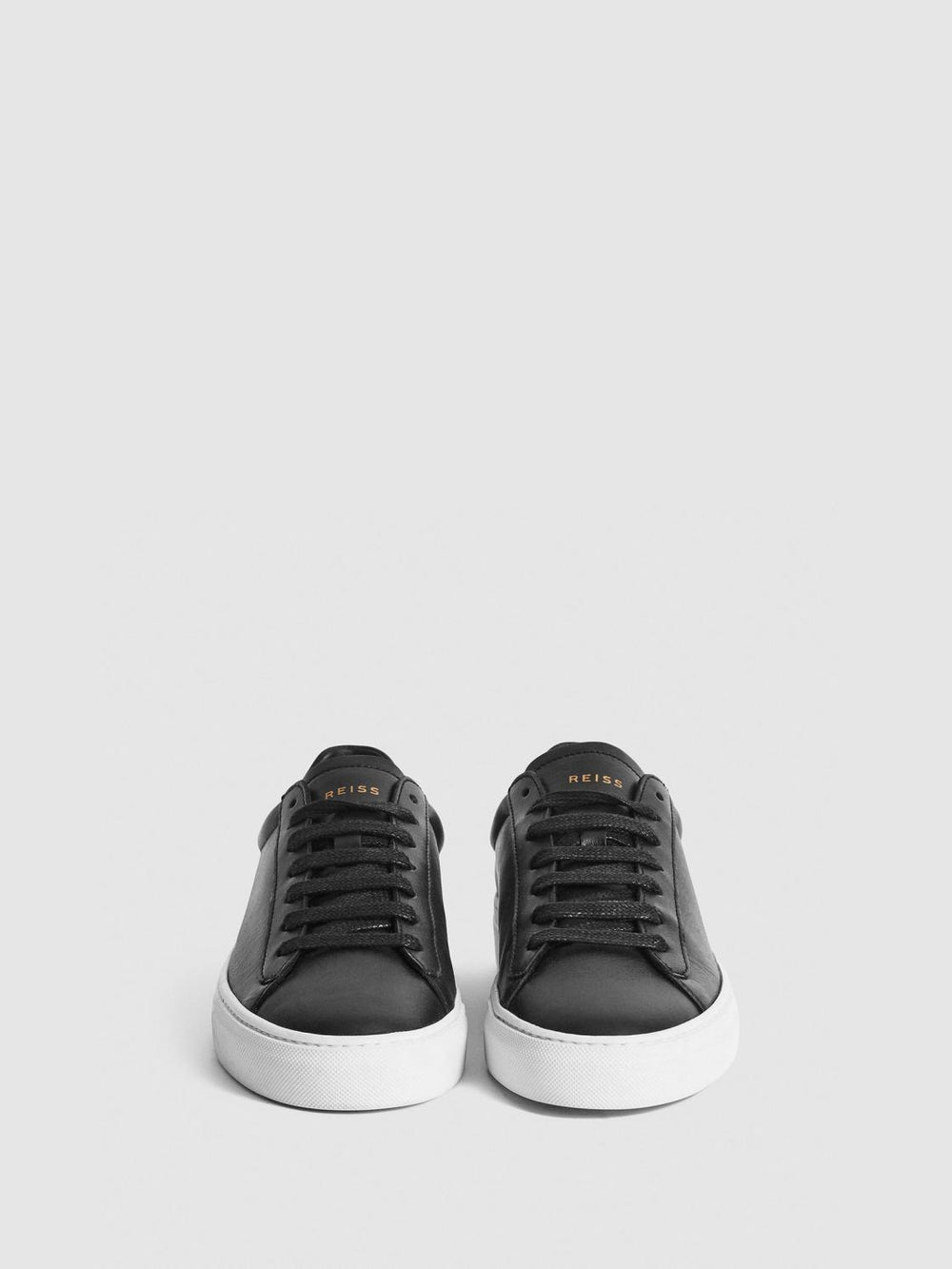 Reiss Trainers | Finley Lace-Up Leather Trainers Biscuit - Women