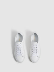 Reiss Trainers | Finley Lace-Up Leather Trainers Biscuit - Women