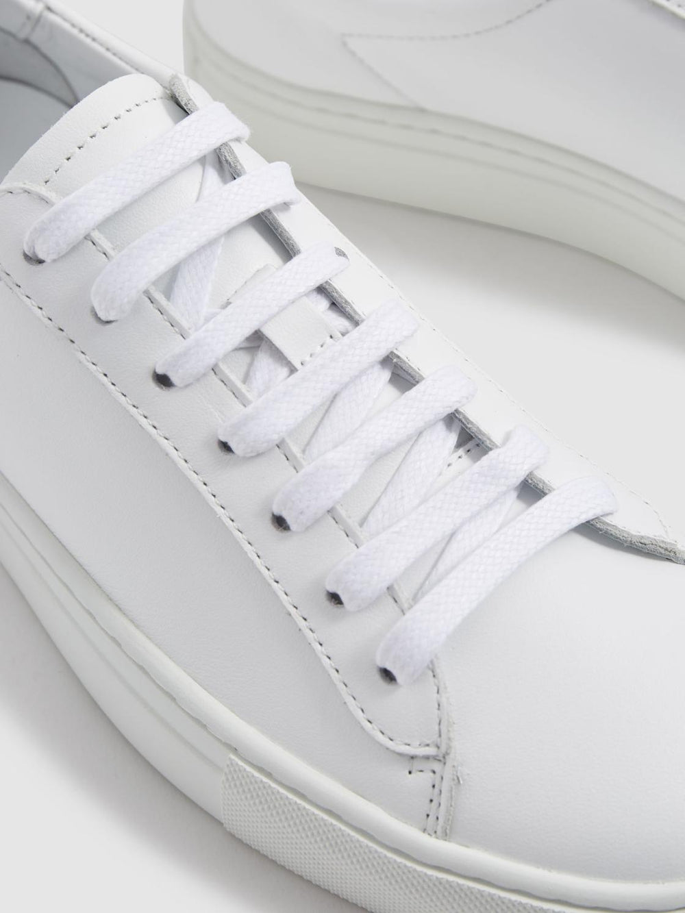 Reiss Trainers | Finley Lace-Up Leather Trainers Biscuit - Women