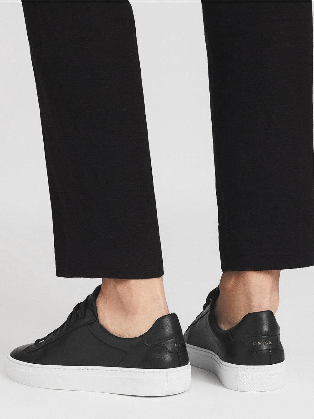 Reiss Trainers | Finley Lace-Up Leather Trainers Biscuit - Women