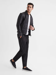 Reiss Trainers | Finley Leather Trainers Black - Men