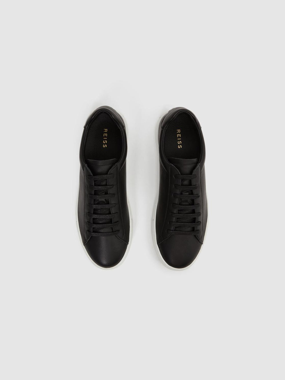 Reiss Trainers | Finley Leather Trainers Black - Men