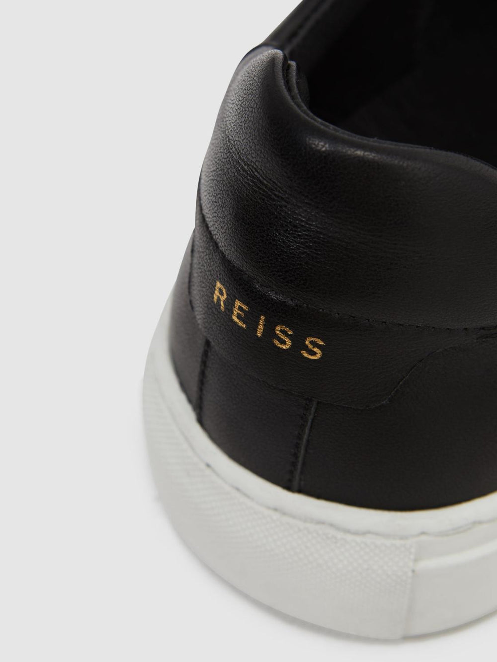 Reiss Trainers | Finley Leather Trainers Black - Men