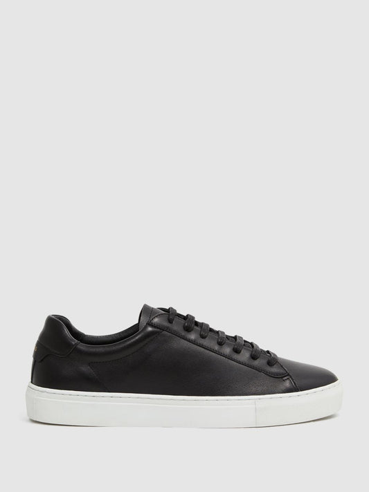 Reiss Trainers | Finley Leather Trainers Black - Men