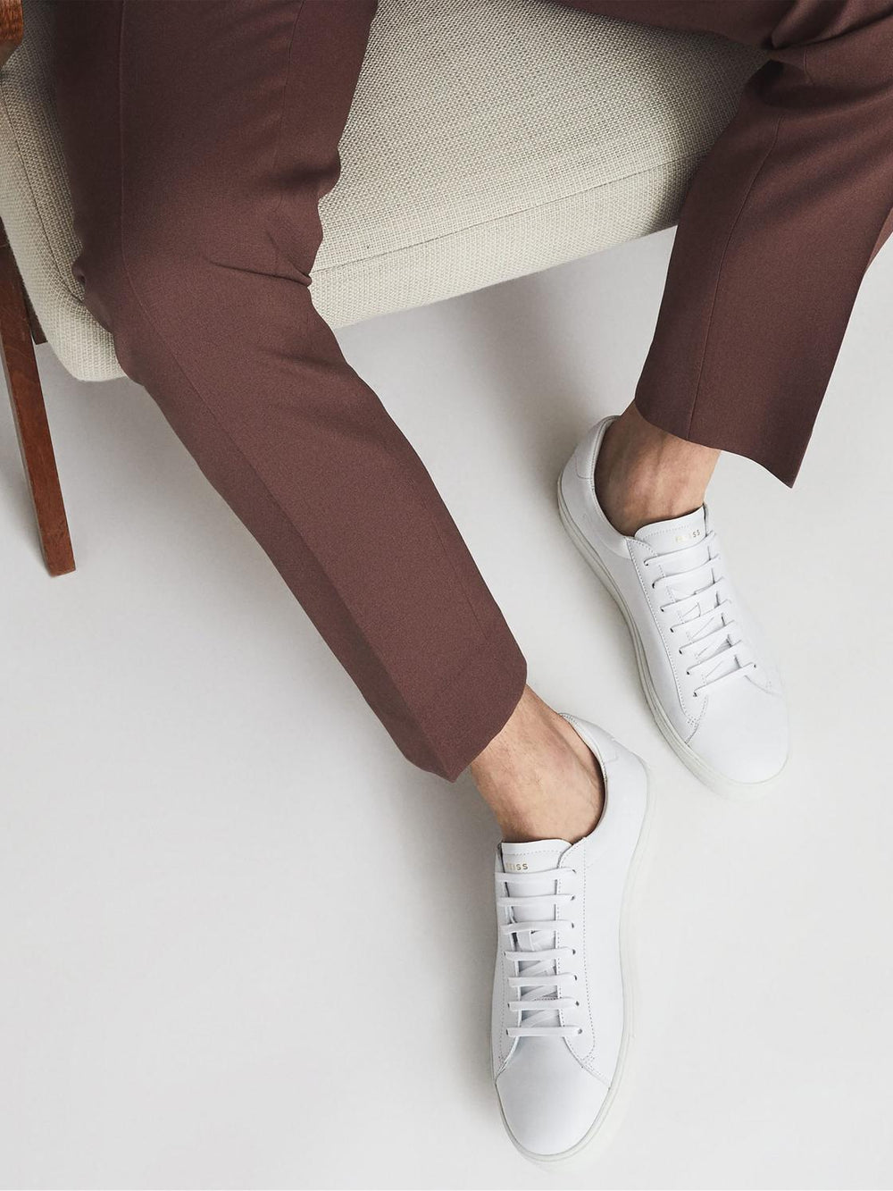 Reiss Trainers | Finley Leather Trainers White - Men