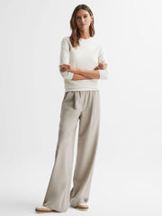 Reiss Trainers | Frankie Leather Suede Low Cut Trainers Taupe - Women