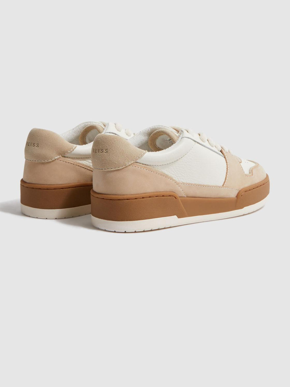 Reiss Trainers | Frankie Leather Suede Low Cut Trainers Taupe - Women