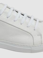 Reiss Trainers | Luca Tumbled Tumbled Leather Sneakers White - Men