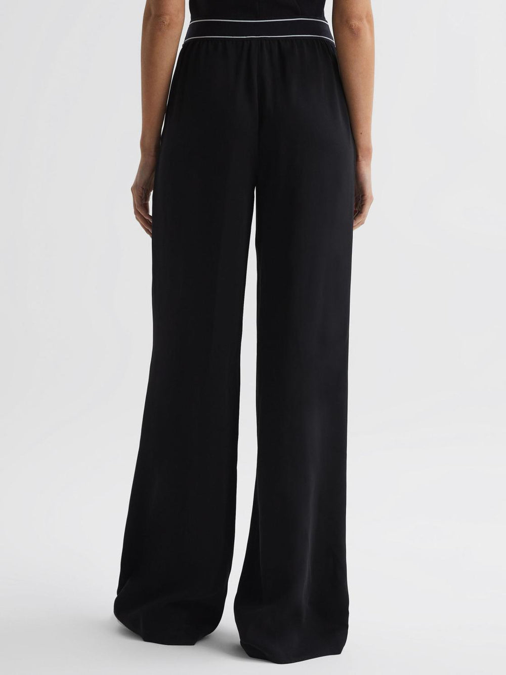 Reiss Trousers | Abigail Wide Leg Elasticated Trousers Black - Women