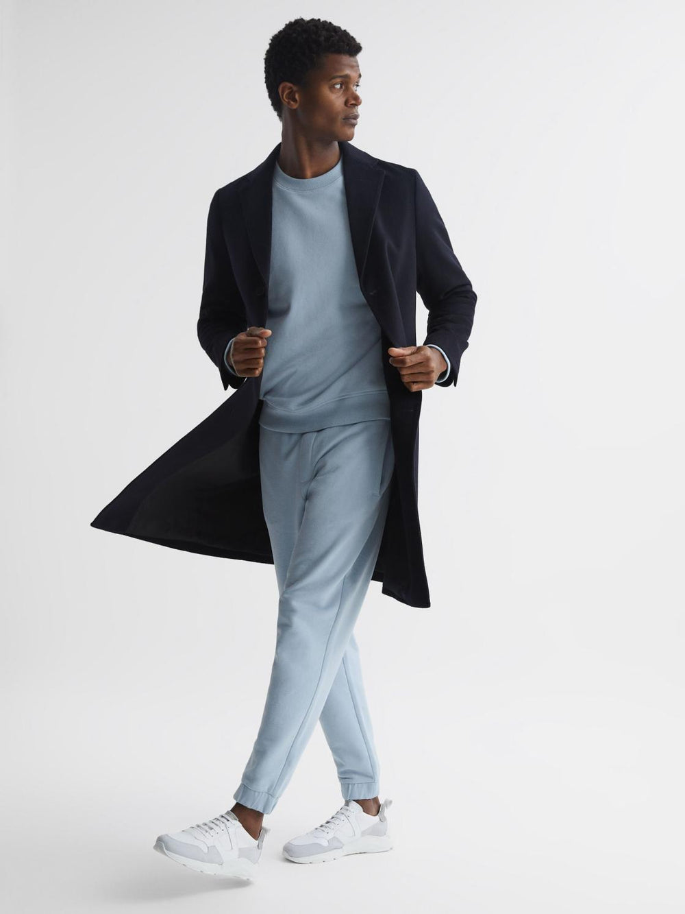 Reiss Trousers | Ali Garment Dye Joggers Ice Blue - Men