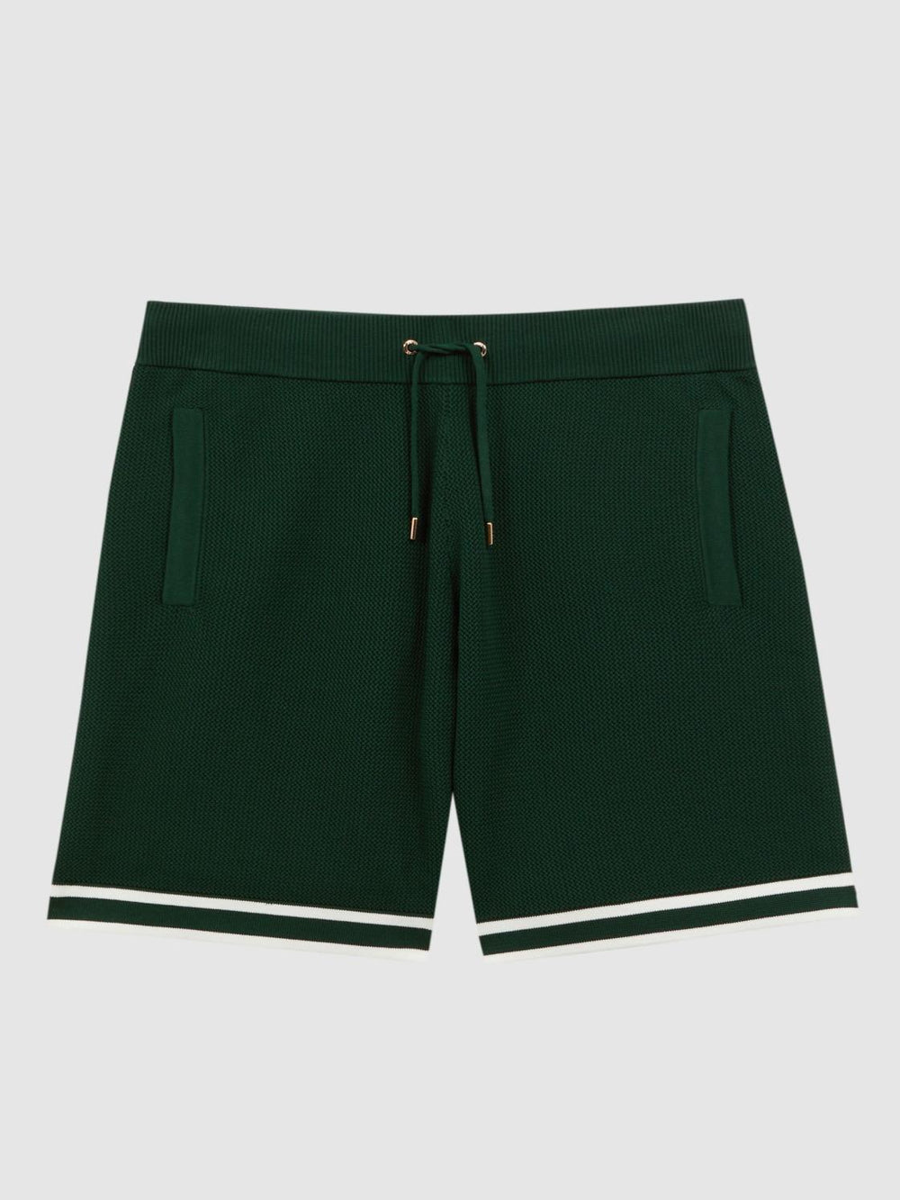 Reiss Trousers | Andre Reiss | Ché Knitted Drawstring Shorts Dark Green - Men