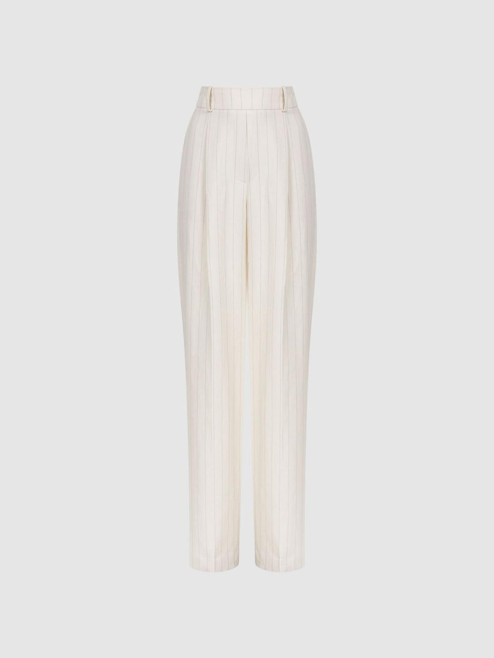 Reiss Trousers | Arleth Wide Leg High Rise Pinstripe Trousers White - Women