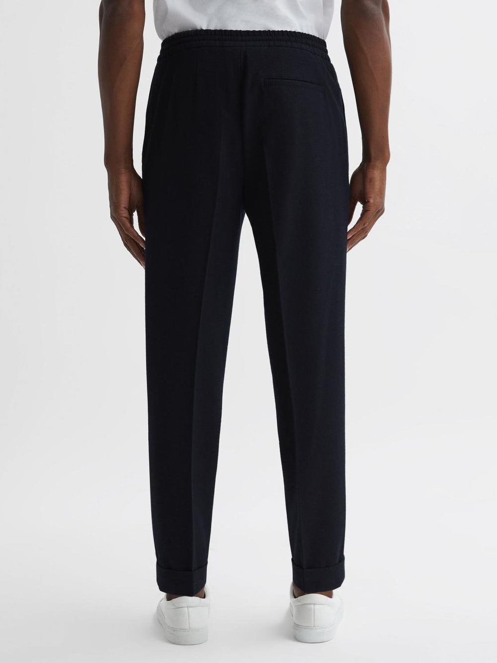 Reiss Trousers | Berry Seersucker Elasticated Trousers Navy - Men