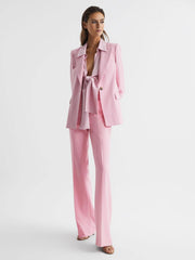 Reiss Trousers | Blair High Rise Wide Leg Trousers Pink - Women