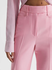 Reiss Trousers | Blair High Rise Wide Leg Trousers Pink - Women
