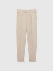 Reiss Trousers | Borough Relaxed Fit Twill Trousers Stone - Men