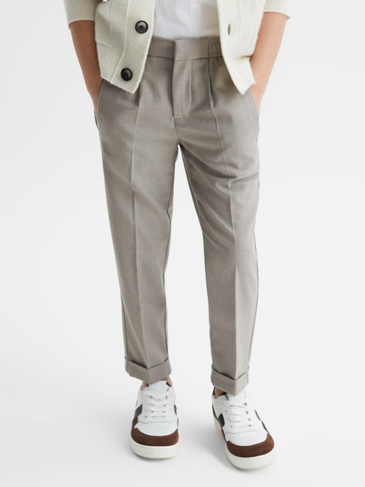 Reiss Trousers | Brighton Pleat Front Relaxed Trousers Taupe - Children