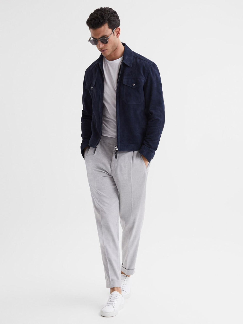 Reiss Trousers | Brighton Pleat Front Trousers Airforce Blue - Men