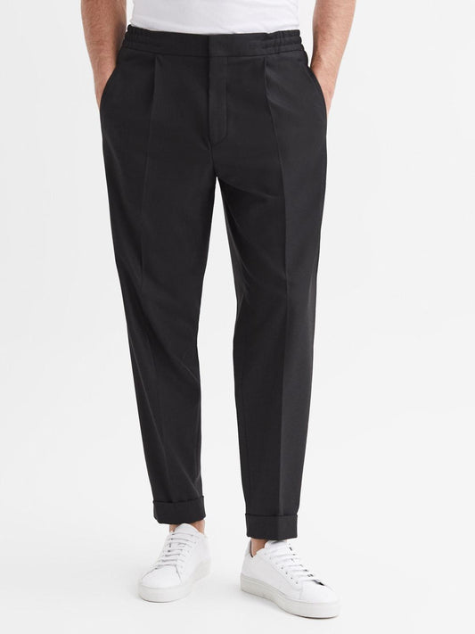Reiss Trousers | Brighton Pleat Front Trousers Black - Men
