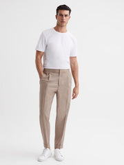 Reiss Trousers | Brighton Pleat Front Trousers Fawn - Men