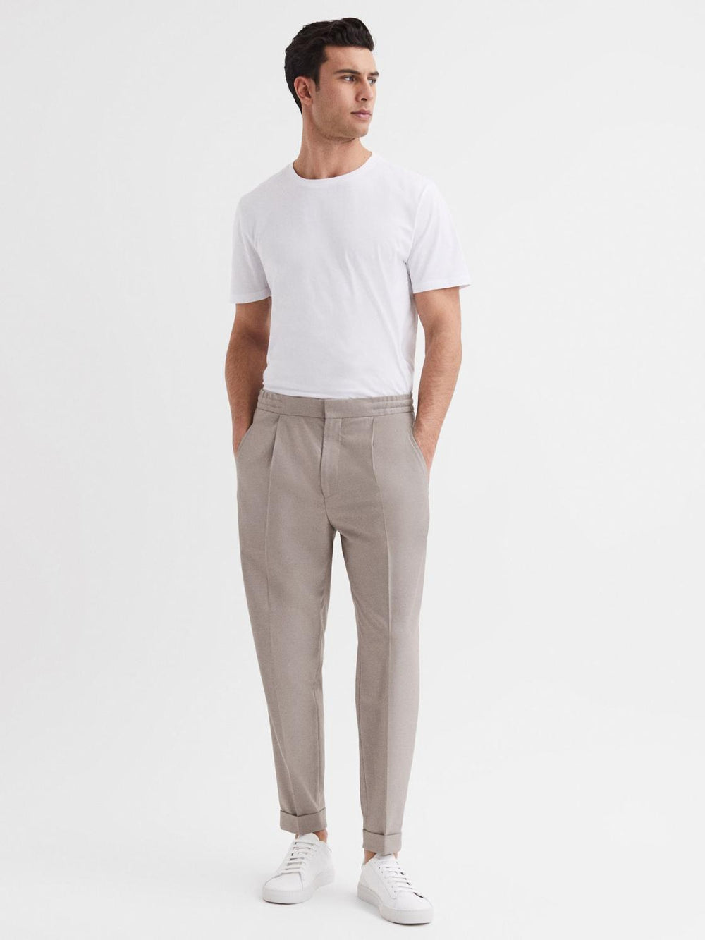 Reiss Trousers | Brighton Pleat Front Trousers Oatmeal Melange - Men