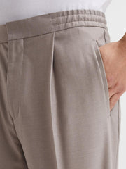 Reiss Trousers | Brighton Pleat Front Trousers Oatmeal Melange - Men
