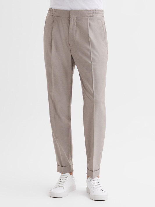 Reiss Trousers | Brighton Pleat Front Trousers Oatmeal Melange - Men